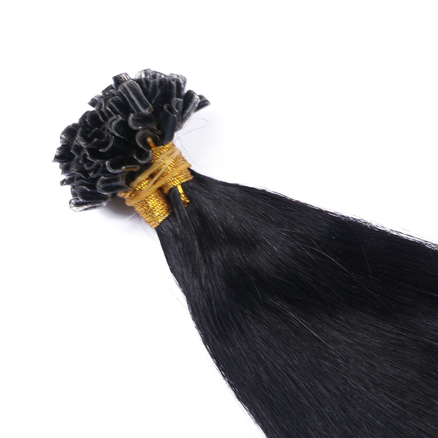 Keratin Bonding - # 1B/GREY OMBRE - 60cm - 50 Strähnen - 1g - 100% Remy Echthaar Haarverlängerung U-Tip Extensions sehr hohe Qualität by NOVON Hair Extention