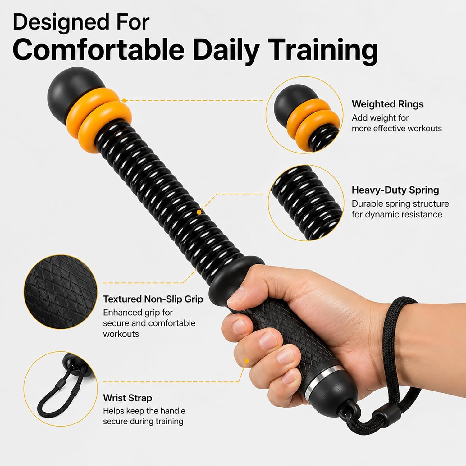 Cordless Battle Ropes for Exercise, Ropeless Battle Rope Workout Equipment | Portable Home Gym Equipment with Weighted Rings for HIIT, Cardio, Strength Training and Full Body Workouts in Small Spaces