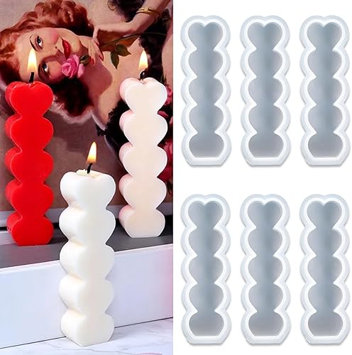 Miniatura 1 de 6 moldes de silicona para velas en forma de corazón para hacer velas, pilar de resina, aromaterapia, cera de jabón, arcilla y flores, suministros de