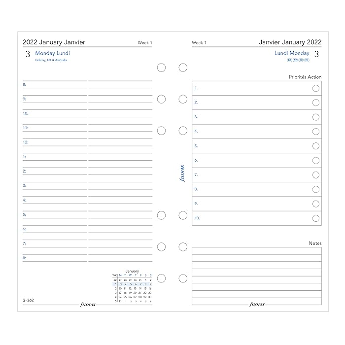 Buy Filofax Refill, Size, Day on Two Pages with
