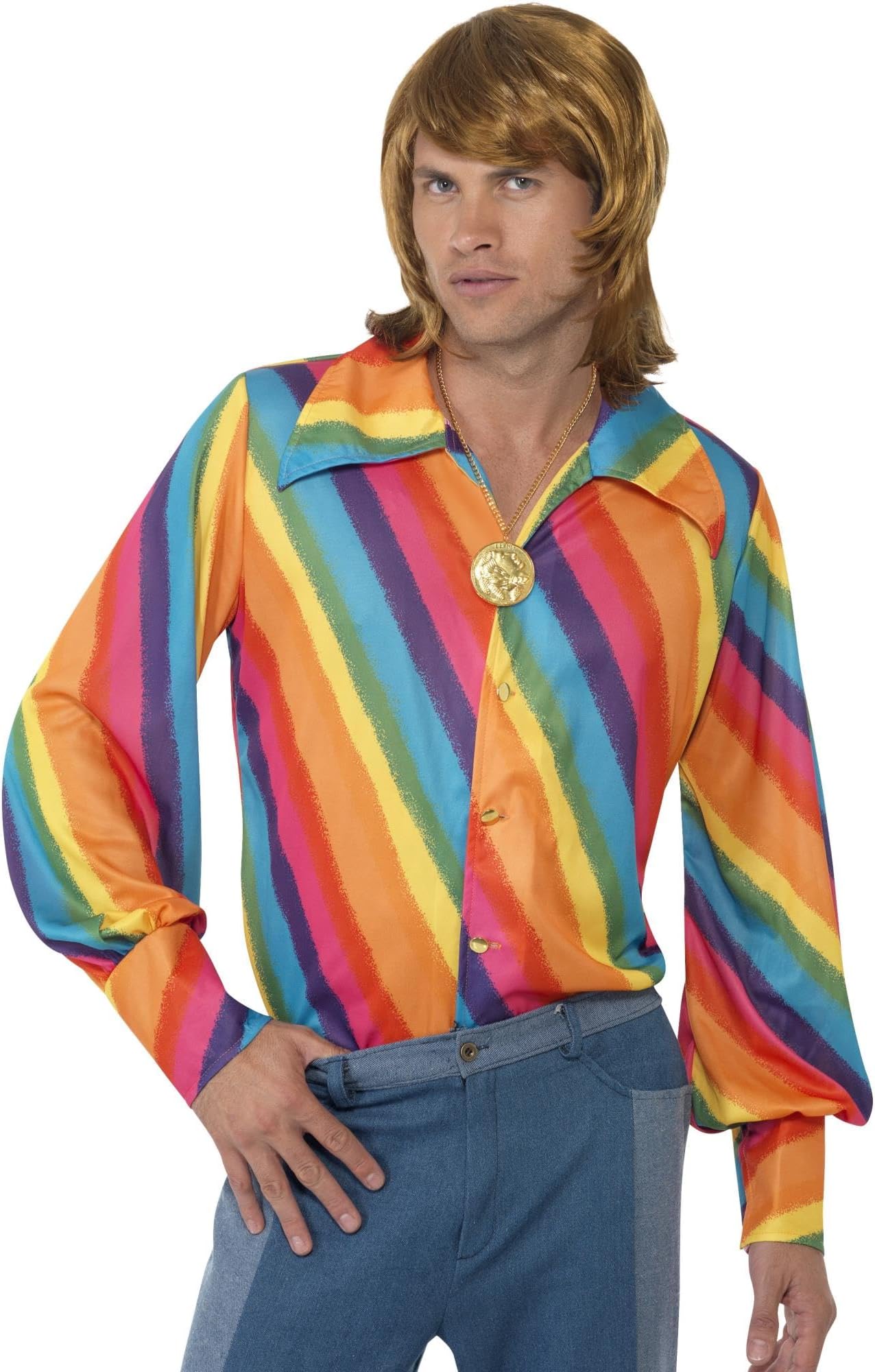 Smiffys 1970s Colour Shirt, Rainbow, L - Size 42 inch-44 inch