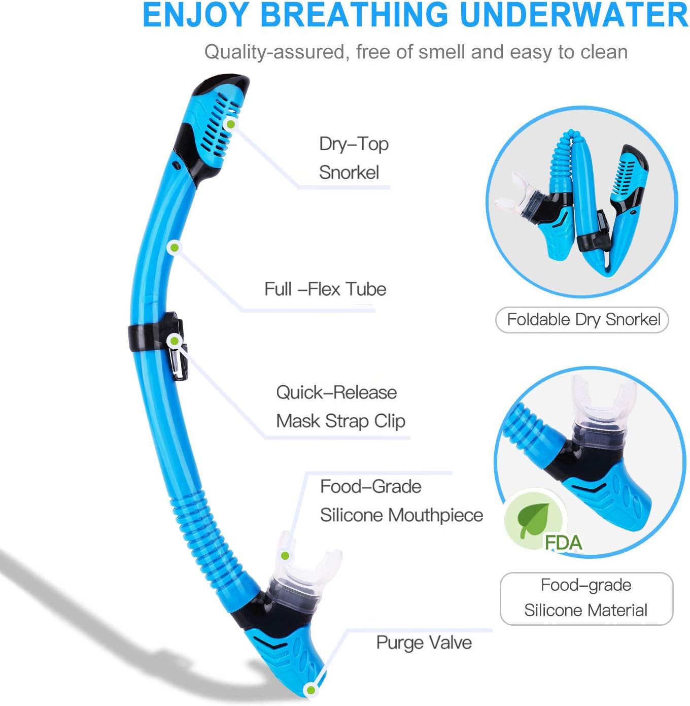 ONINAA Snorkeling Snorkel Package Set (Blue) : Sports & Outdoors