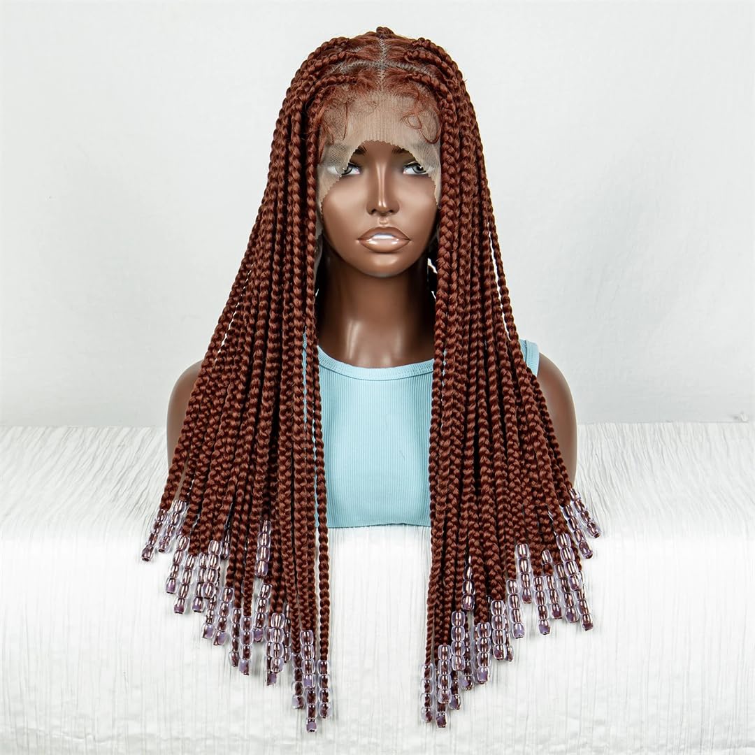 Perruque tressée synthétique sans nœuds lisses 20 pouces ombrée 350 pour femme