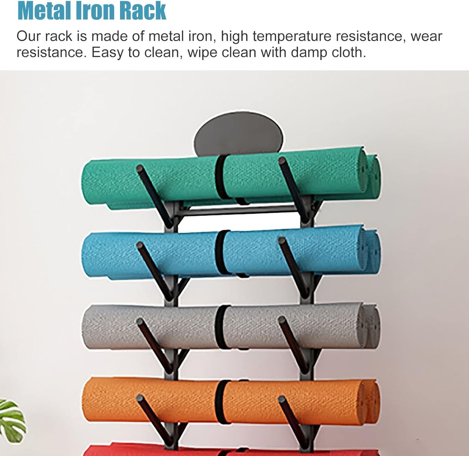 Gold Foam Roller & Yoga Mat Storage Rack with Wheels - Organizer Holder for Gym, Yoga Studios & Home - Weight Rack & Display Shelf for Exercise Equipment