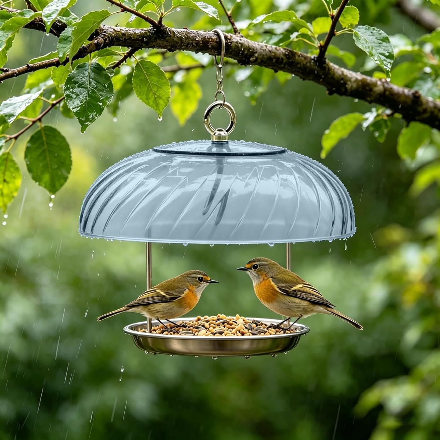 Mangeoire anti-pluie pour oiseaux transparente pour terrasse et jardin zen