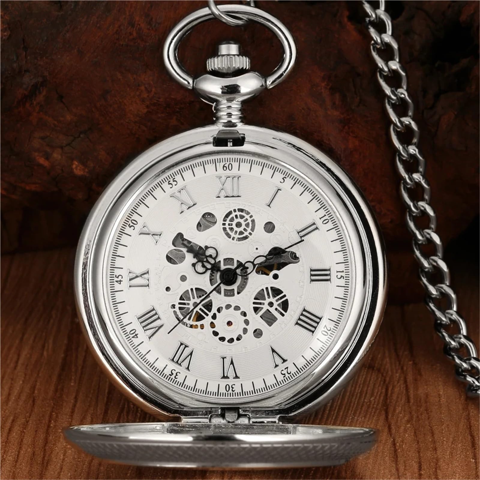 Męski mechaniczny zegarek kieszonkowy z łańcuszkiem kieszonkowym Steampunk Vintage Pendant Timepiece