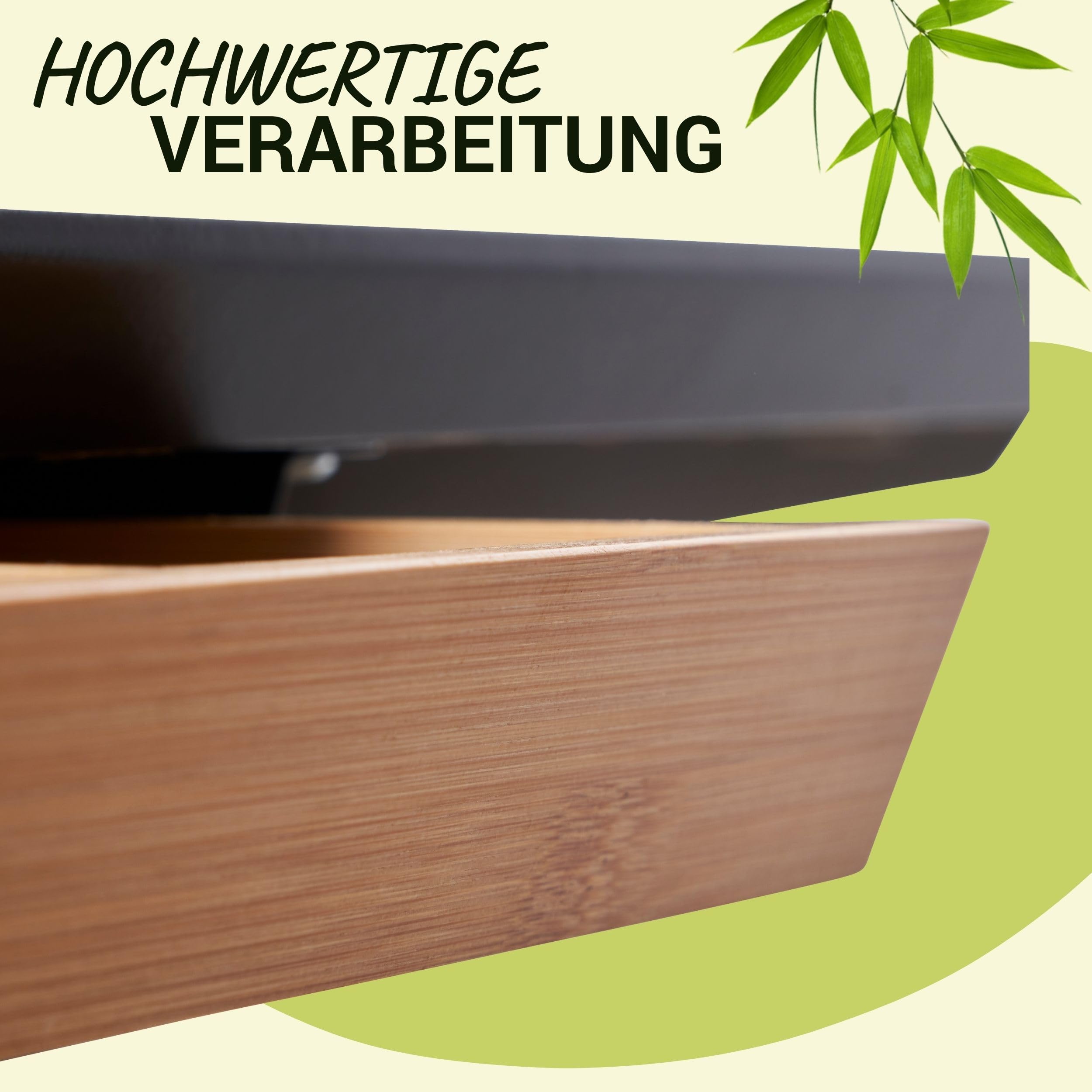 bümö Schreibtisch Organizer Schublade aus Bambus - große Unterbau Ablage für Stifte, Smartphones & Co. - einfach unter dem Tisch montierbar, Premium Schreibtisch Zubehör