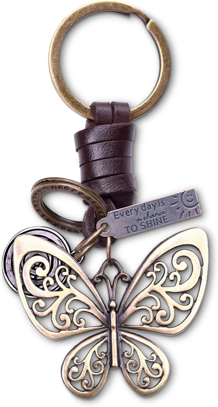 Genuine Vintage Leather Butterfly Keychain