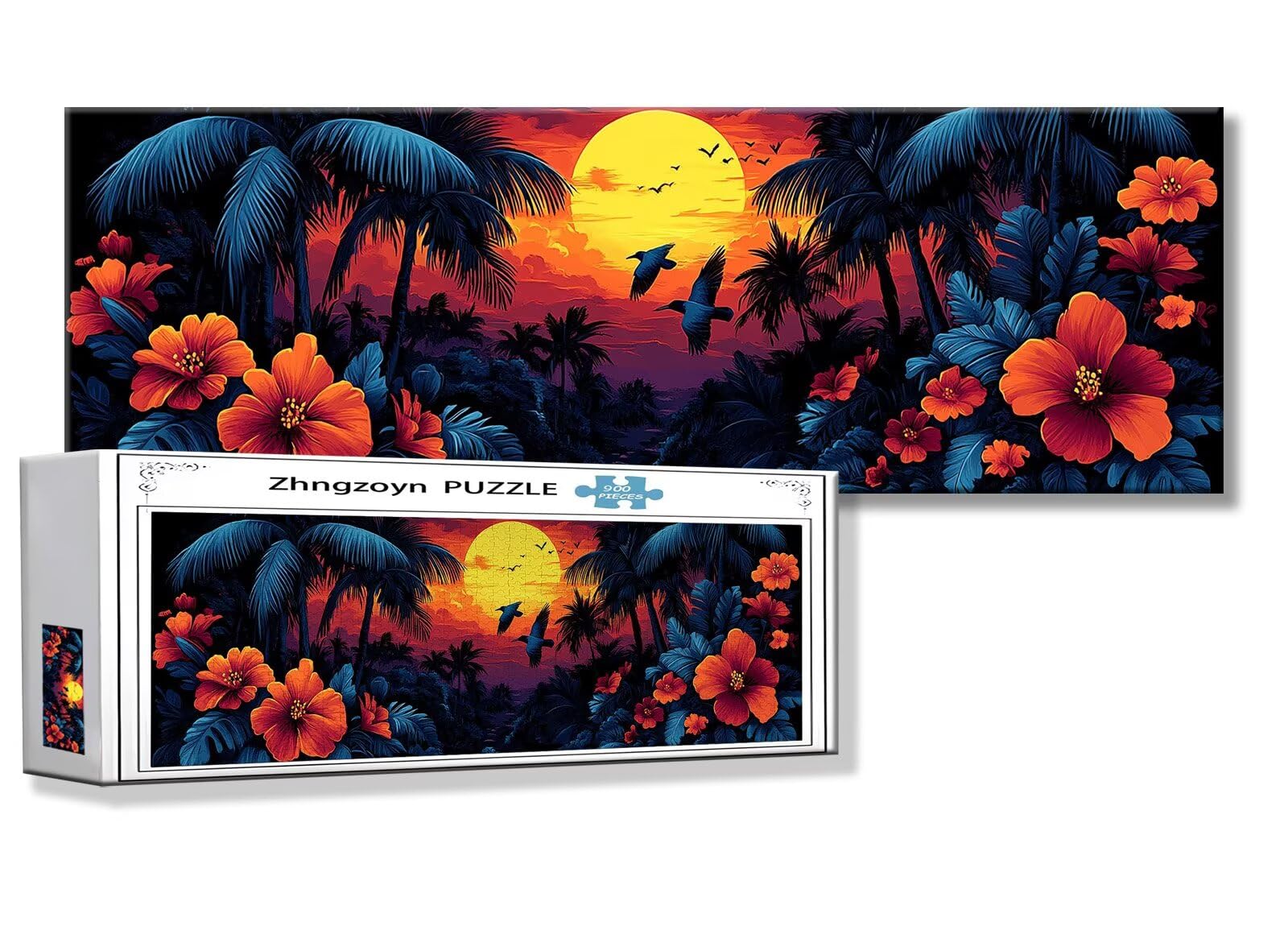Puzzle Paysage 900 Pieces Fleur Puzzle Adultes 87 x 34 cm DIY Difficile Classiques Jigsaw Panoramique, Adulte Jeu éducatif, 2025 Bois Jigsaw Art Impossible Famille Challenge, Cadeau pour Femme E-6