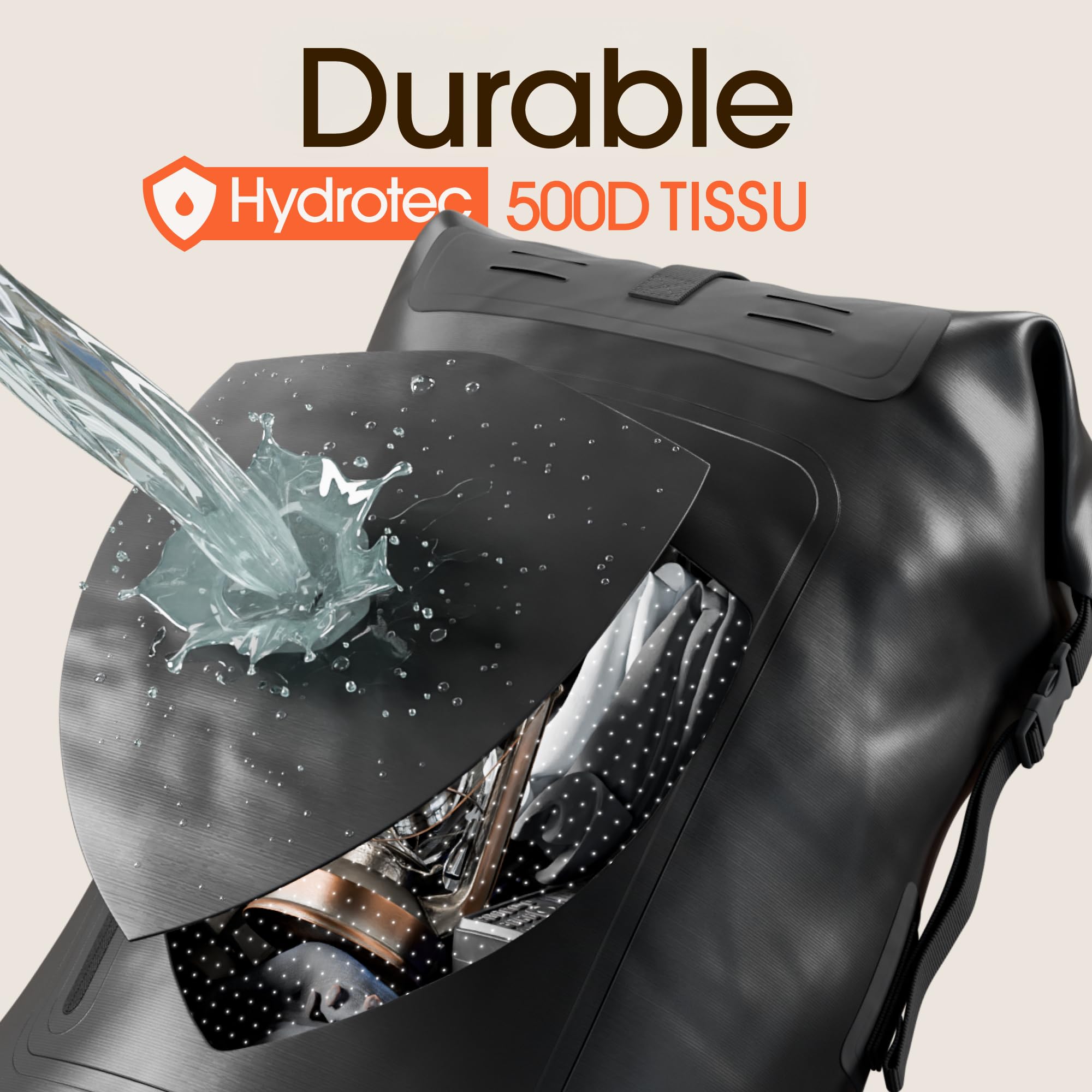 Earth Pak Sac à dos imperméable – Fermeture robuste enroulable avec poche avant zippée facile d'accès et panneau arrière rembourré pour plus de confort avec étui étanche IPX8