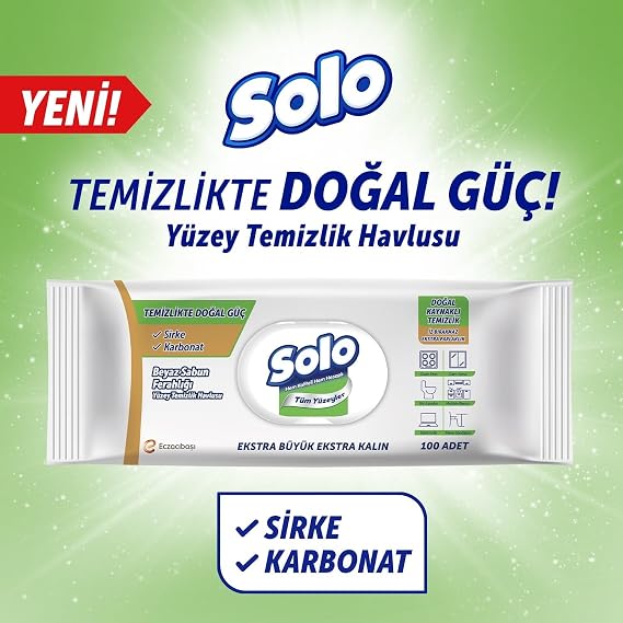 Solo Surface Cleaning Wipes Natural Power White Soap 100 Leaves