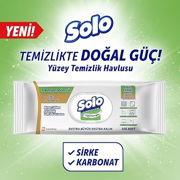 Solo Surface Cleaning Wipes Natural Power White Soap 100 Leaves