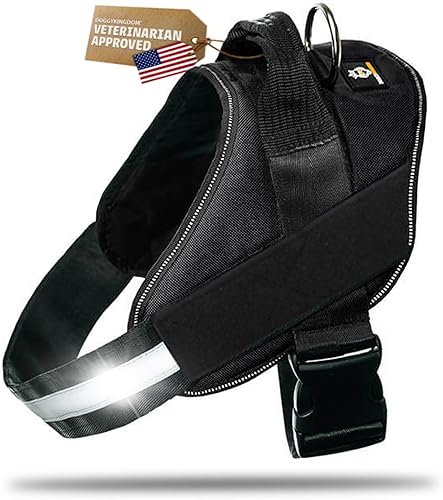 Arnés antitirones para perro con paneles de parche y asa, ajustable, reflectante, sin ahogo, chaleco arnés resistente y fácil de poner para perros