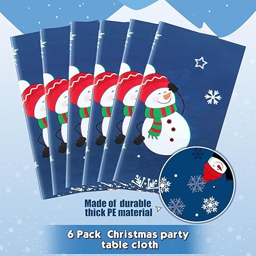 Miniatura 4 de Mantel de fiesta de Navidad con diseño de muñeco de nieve, muñeco de nieve, copos de nieve, mantel de Navidad para Navidad, vacaciones, cumpleaños,