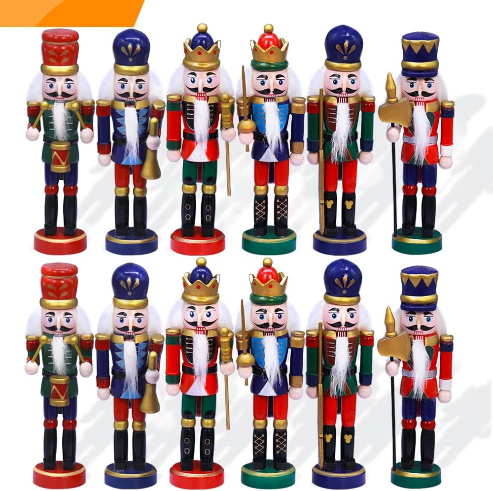 Jolik 12-Piece Wooden Nutcracker Ornament Set