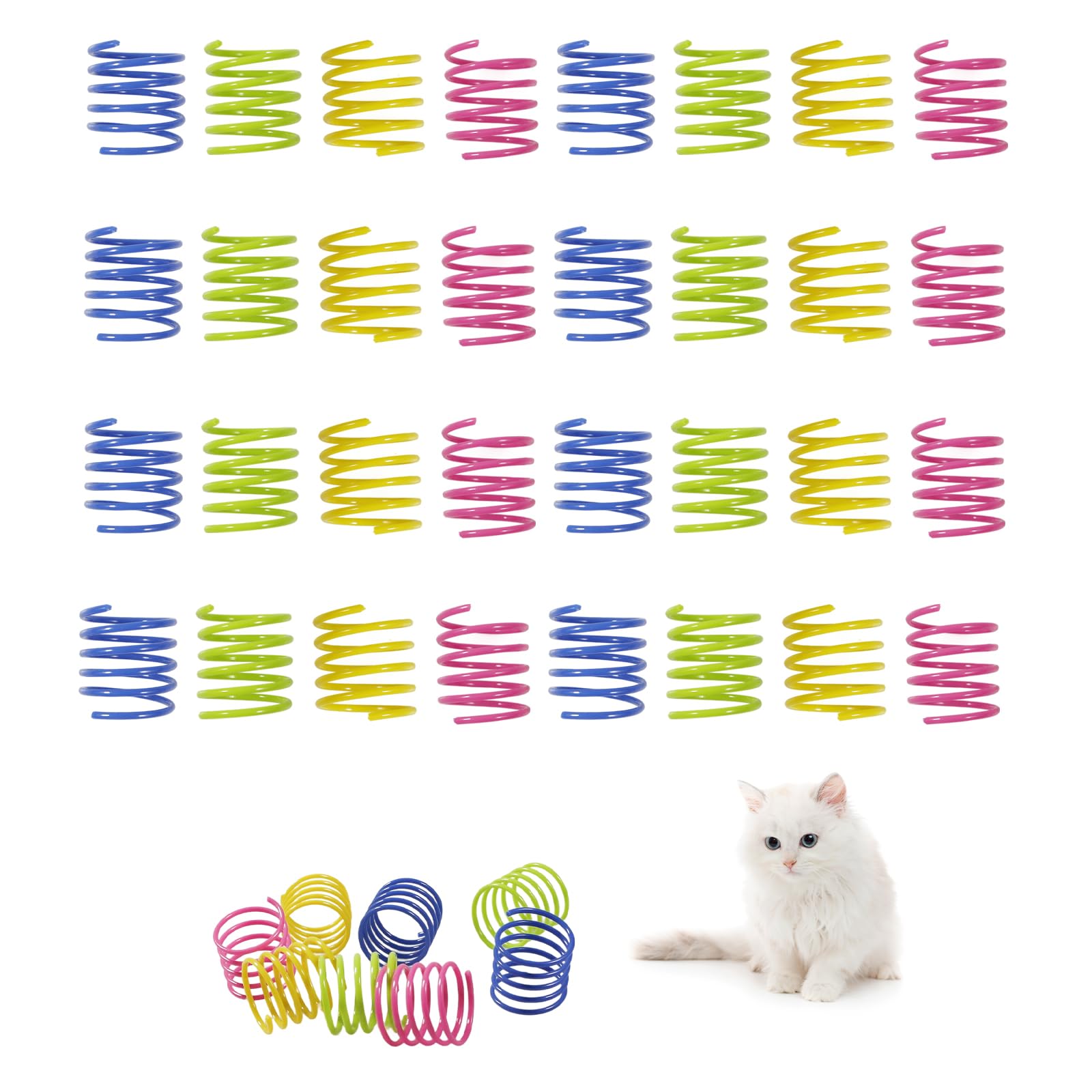 Bliceon Colorful Cat Springs, 40 Piece Interactive Cat Springs, Fun Interactive Kitten for Patting Hunting and Playing