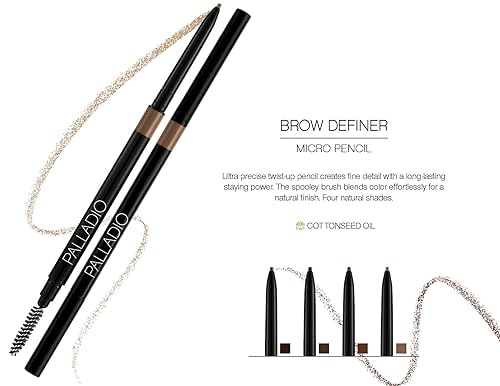 Miniatura 6 de Palladio Beauty - Lápiz definidor de cejas, marrón medio, lápiz de cejas ultra preciso con poder de larga duración, brocha de carrete mezcla color
