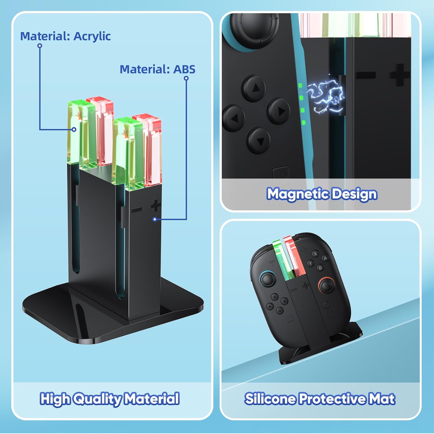 KINWIN Charging Dock for Nintendo Switch 2 (2025) Joypad Controllers, NS2 Joypads Charging Station with Lamppost LED Indication, Magnetic Charger Stand with a USB Type-C Charging Cable - Image 5