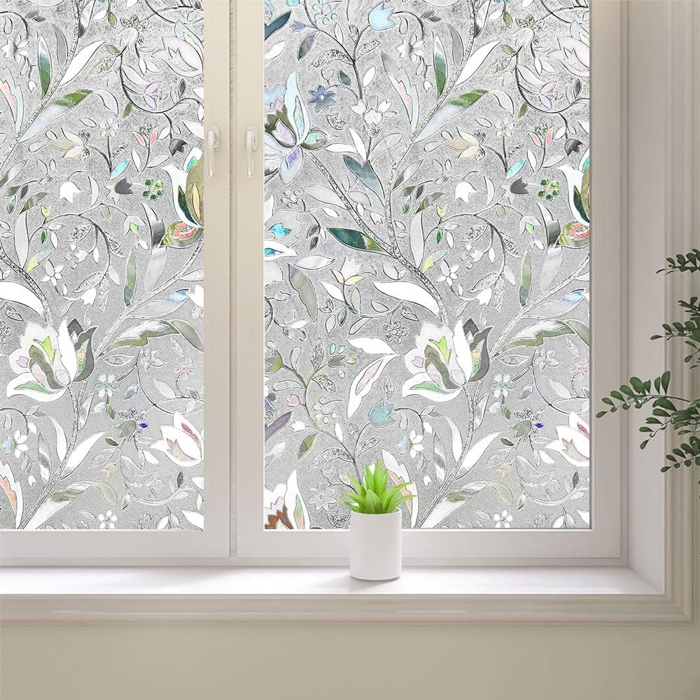 SUNBIRD Window Privacy Film Frosted Glass Sun Blocking Window Tinting Film for Home, Clings Removable Frosting Bathroom Door (24 x 100 Inch, Bird) — Amazon image 2