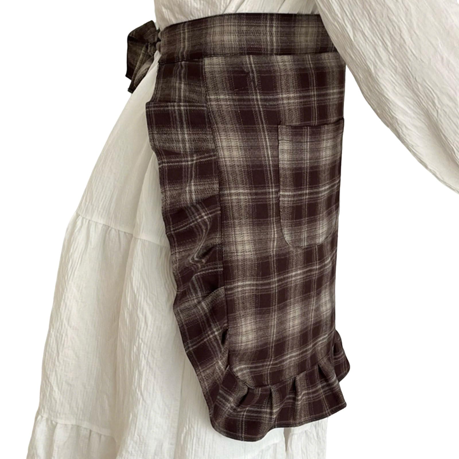 PANGBOER Stylish Flower Pattern Cotton Apron for Coffee Shops and Bakeries Cooking Apron for Coffee Shop Restaurant Baking Use Half for Cafeteria