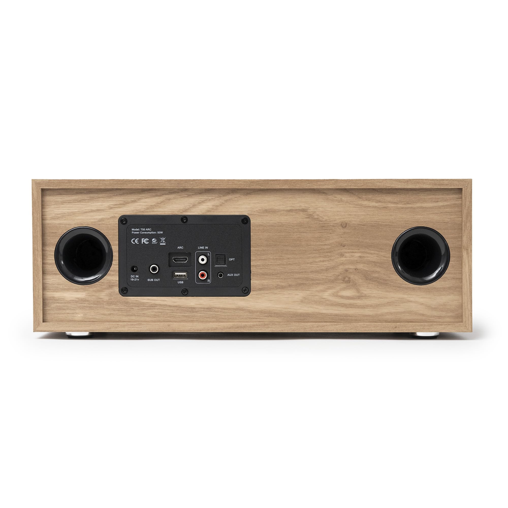 VULKKANO T50 ARC Aktywny Głośnik Stacjonarny o mocy 50 W, 4-calowy dwururowy głośnik niskotonowy, HDMI ARC, Bluetooth 5.0, RCA, AUX, USB, wyjście na subwoofer, pilot, Głośnik do Telewizora, Brązowy