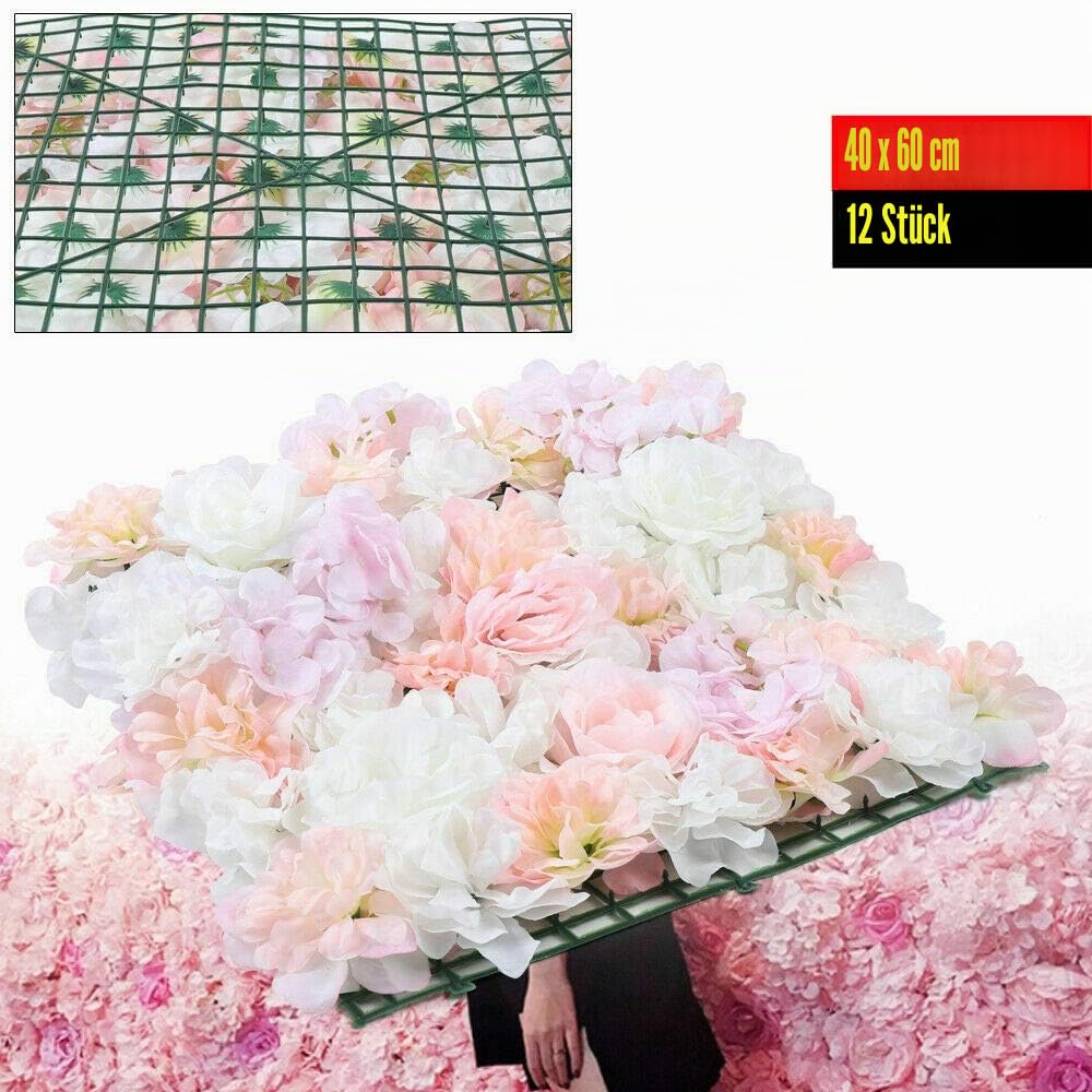 DIFU 12x Künstliche Blumenwand Rosenweand Kunstblumen Blumenkunst Garten Hochzeitsort Dekor Rosenwand Hintergrund Dekoration DIY die Dekorationen