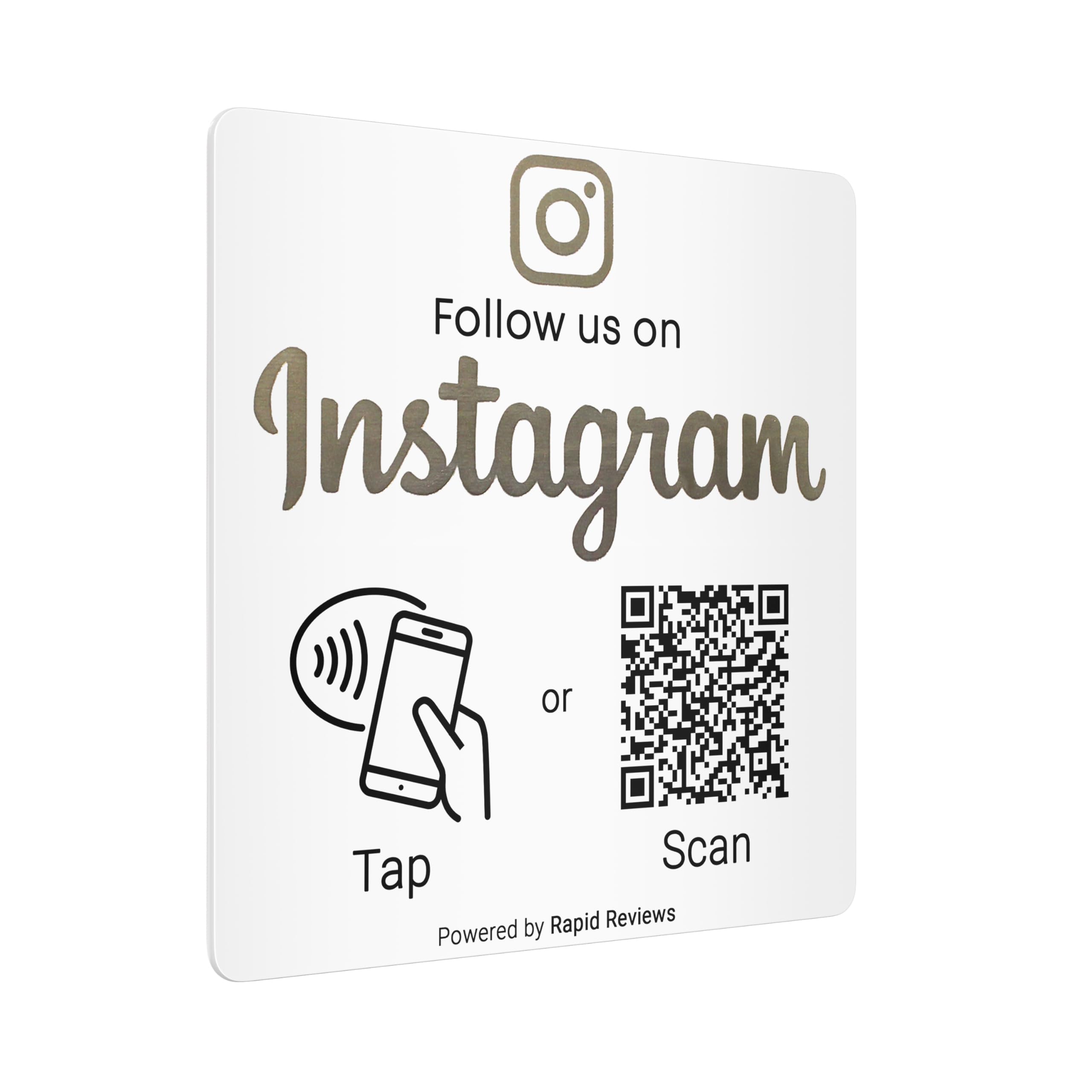 Rapid Reviews White Follow Us On Instagram Qr & Nfc Sign - Adhesive Instagram Sticker To Gain More Followers