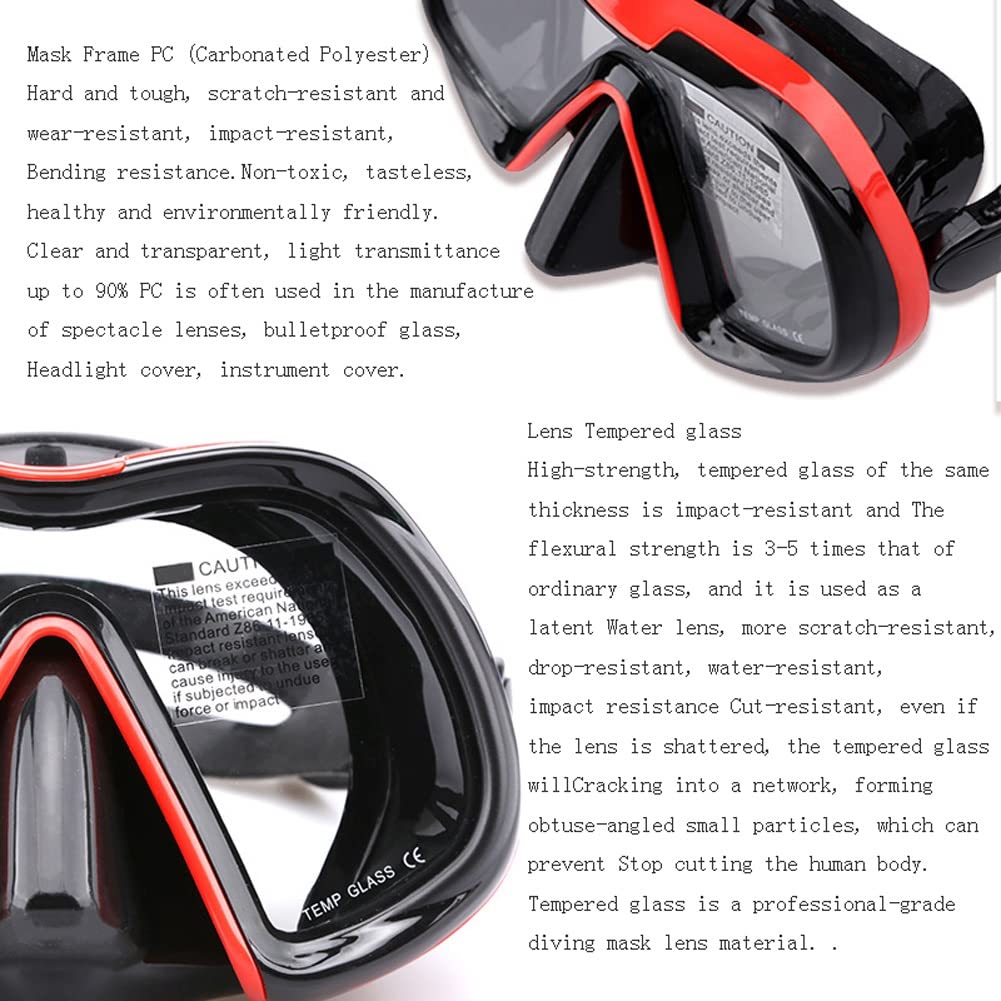 MRKU Gafas de Buceo Equipo de Snorkel Buceo Snorkel Lente única Mejorada Gafas de Buceo Profundo Profesional Máscara de Silicona líquida Gafas de natación de Vidrio Templado Máscara de Snorkel