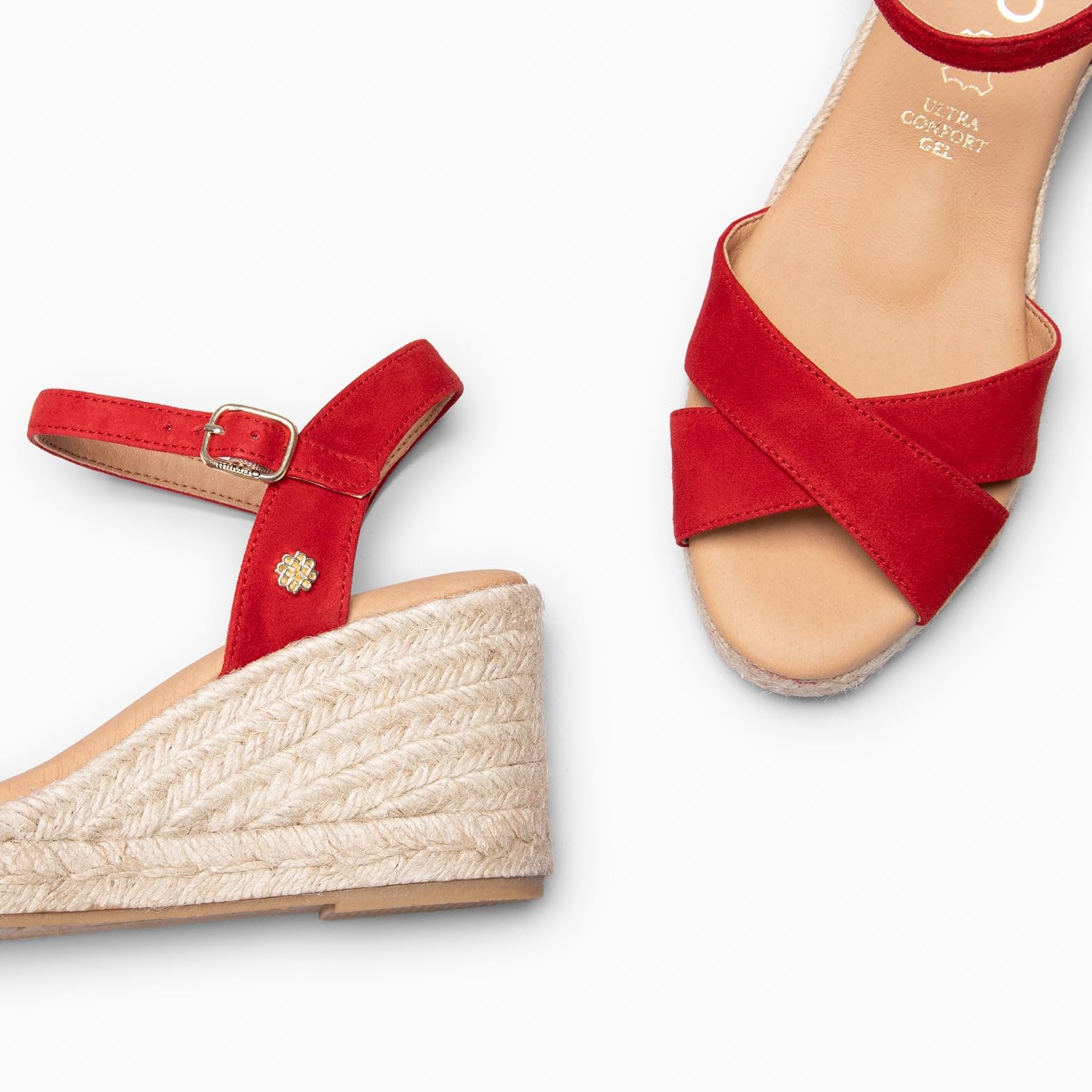 miMaO. Espadrilles à talon en cuir à lanières croisées. Fabrication artisanale