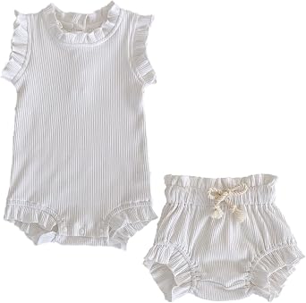 Colorful Childhood Newborn Baby Girls Ruffles Romper+Bloomers Shorts Summer Clothes Sets Outfits