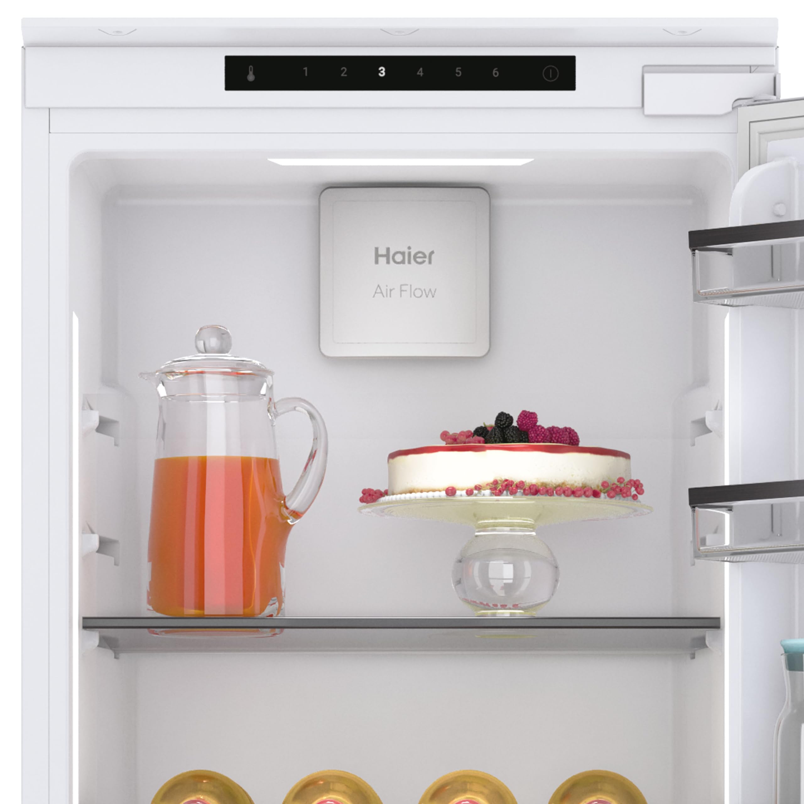 Haier HAMS518EW, Frigorífico Monopuerta Integrable, 2 Cajones, 5 Baldas, 4 Balconeras, Ancho 54cm, Alto 177cm, Capacidad Total 319L, Iluminación LED, Panel de Integración No Incluido