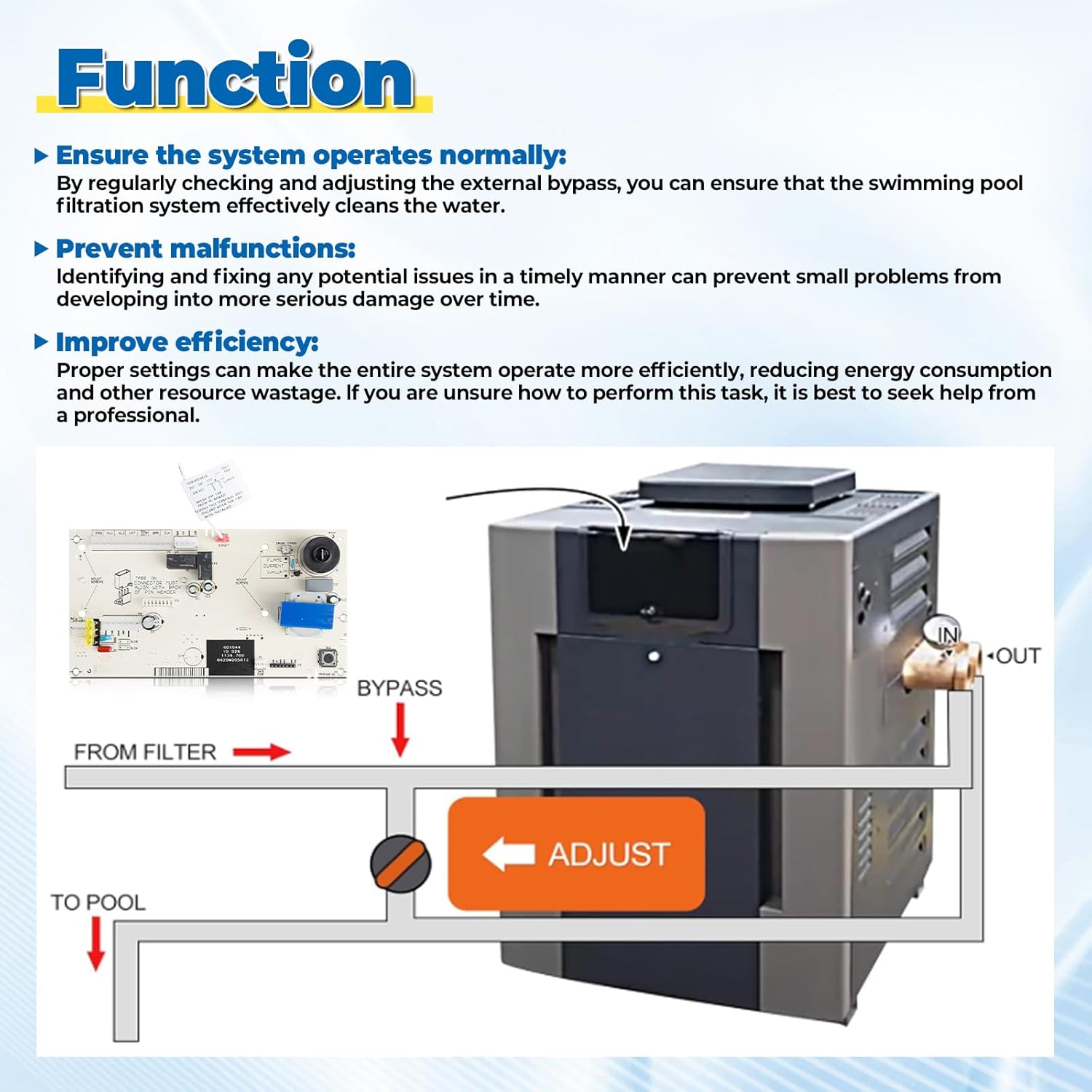013464F PC Board Control Compatible with Raypak Digital Gas Heater Models 85B, 265B, 335B, 405B, 206A, 266A, 336A, 406A, 207A, 267A, 337A, 407A, Fit for P-R266A-EN-C, P-R466A-EN-X