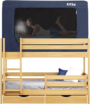 RIYDH Bed Tent, Bunk Twin Bed Canopy Tent - Portable Dream Tent for Kids and Adults, Indoor Sleeping Tent, 70% Light Blocking, 3 Doors, Breathable, Private Space Tent