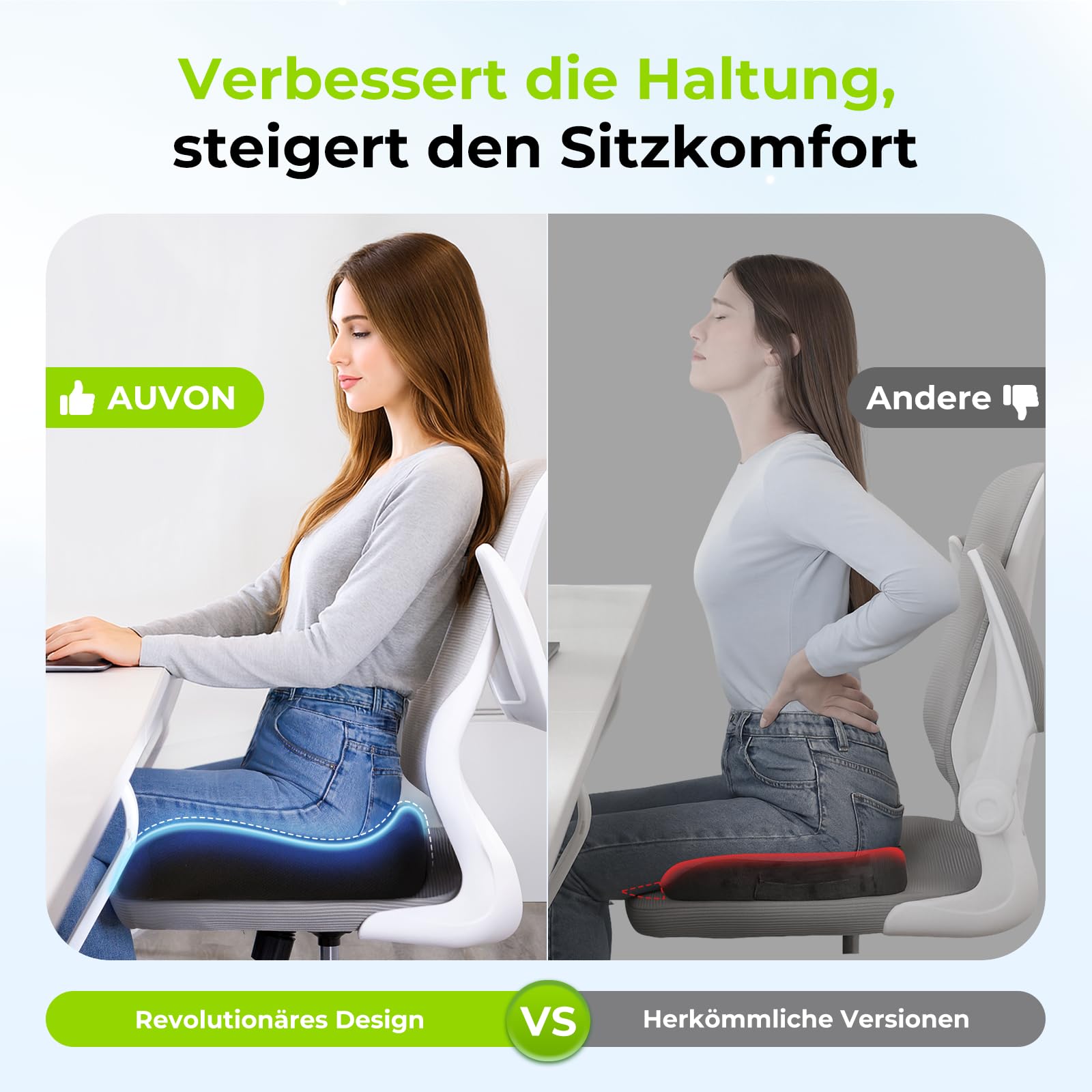 AUVON Sitzkissen Orthopädisch Mit Loch - Hämorrho Produktbild-Vorschau 13