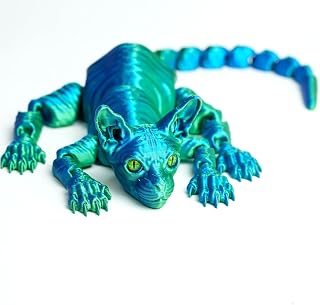 3D Printed Konigs Rex Cat Ornament,Articulated Hairless cat Models,Flexible Joint Figurines, 3D Printing Stuff Cheap,Surprise Fantasy Gifts (GB)