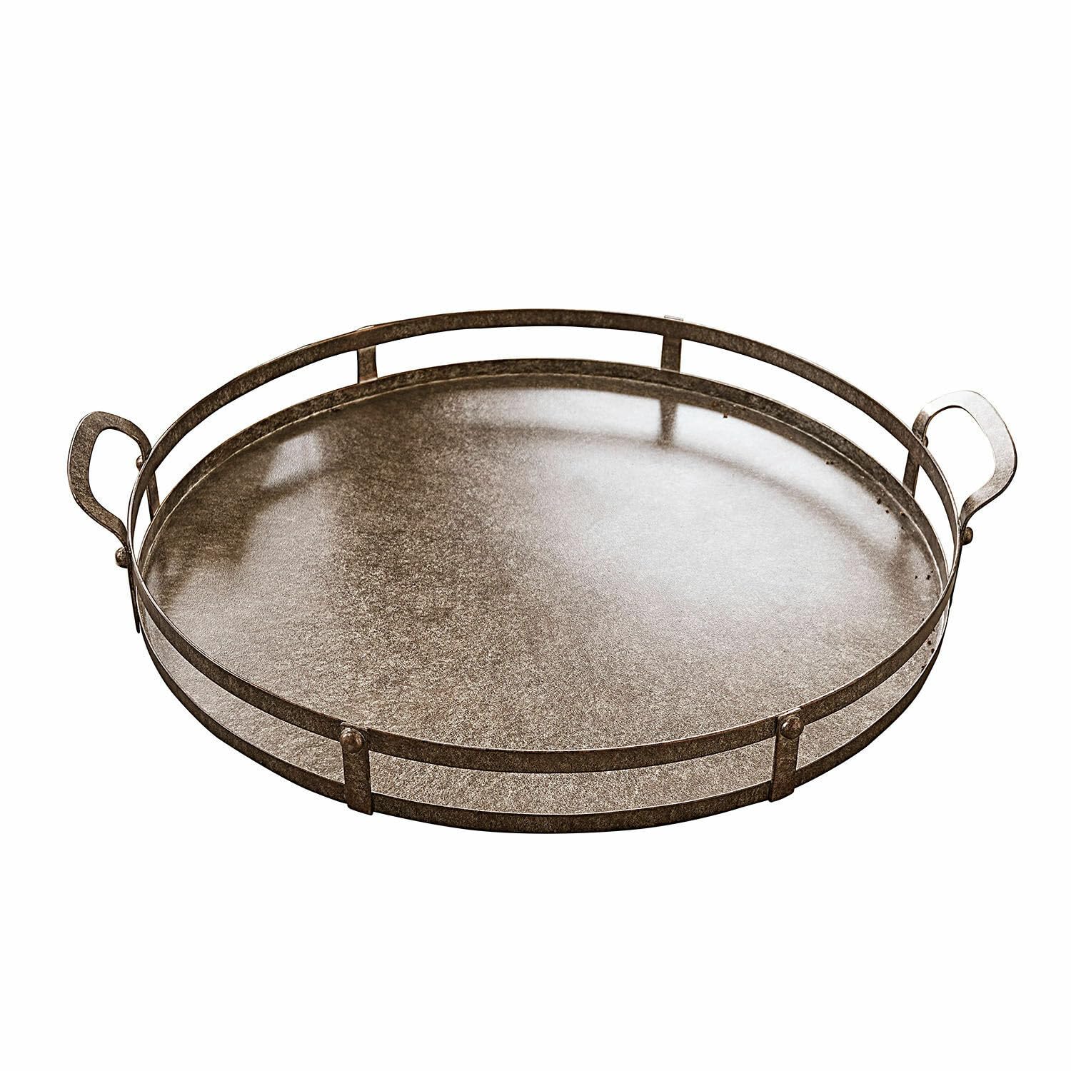 Loberon Tablett Aquivar, antikbronze | Handgefertigt, Hoher Rand & Griffe, Serviertablett, Servierhilfe, Dekoration, Eisen
