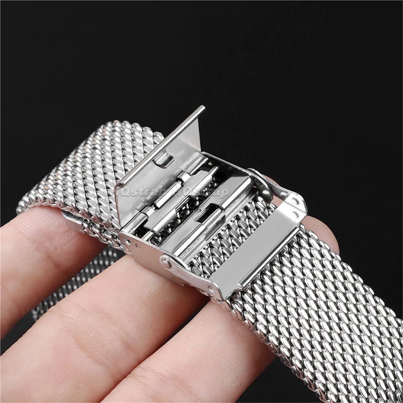 1,0 mm Milanaise-Mesh-Armband, 18 mm, 20 mm, 22 mm, 24 mm, Uhrenarmband, 3 mm Dickes Edelstahl-Armband, universelle Faltschließe