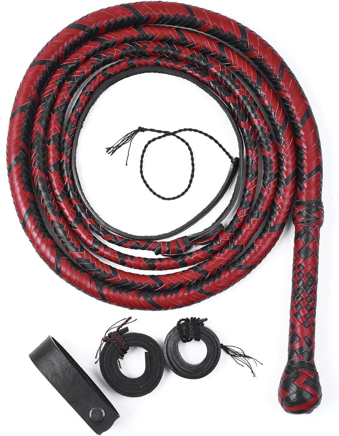 Frusta in vera pelle bovina da 1,2 m a 3 m, 12 trecce intrecciate a mano in pelle stile Indiana