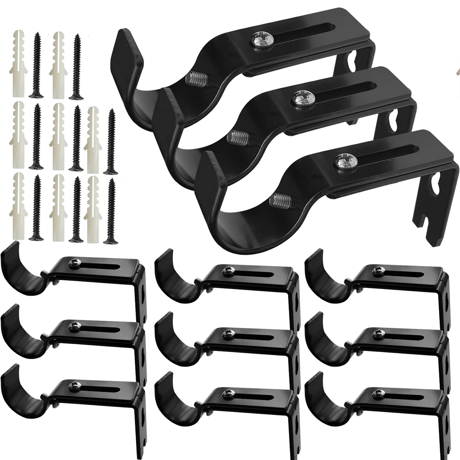 Buy 12Pack Heavy Duty Curtain Rod Brackets, Black Wall ing Curtain