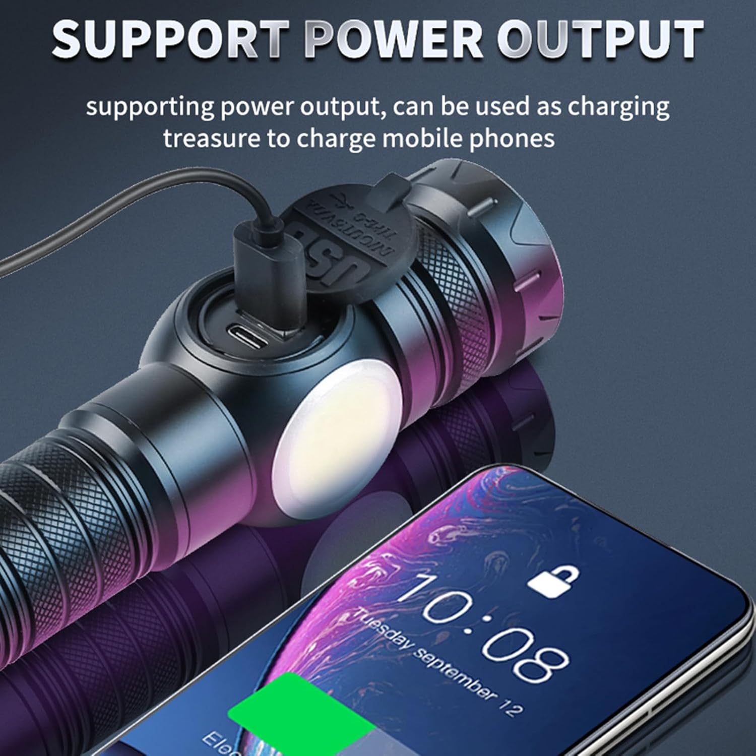 Rechargeable LED Flashlight High Lumens,Adjustable Focus Magnetic Flashlights,9 Light Modes,USB&Type-C, COB Sidelight,Small Super Bright Flash light for Home,Emergency,Camping(Battery Included)