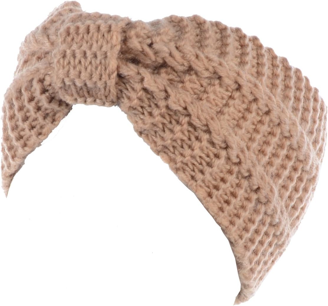 Be Your Own Style BYOS WomensWinter Fashion Cute Bow Crochet Knit Headband (Beige)