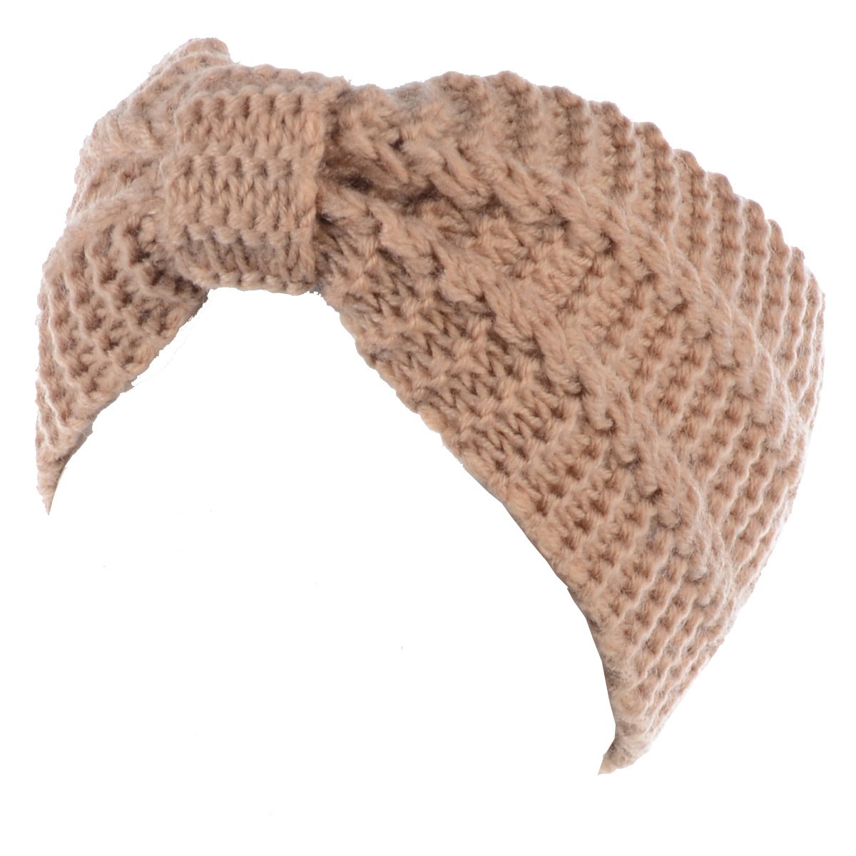 Be Your Own Style BYOS WomensWinter Fashion Cute Bow Crochet Knit Headband (Beige)