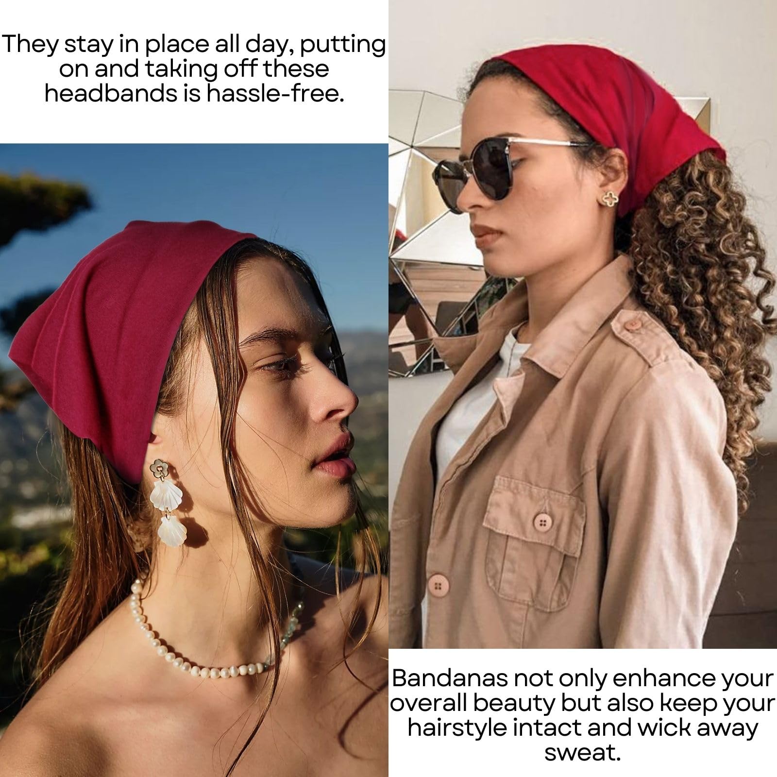 8-Pack Triangle Head Scarves Bandanas - Mixed Colors Pack of 8 Triangle Bandanas - Solid Colors and Polyester  main image 2