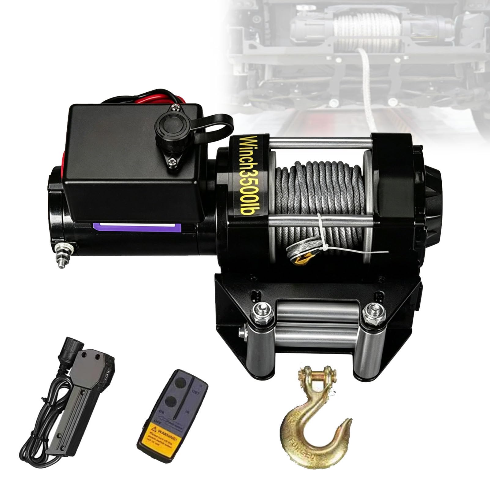 Zowdrix Electric Winch, Portable Recovery Winch, Wireless Remote & Handheld Controller, Steel Rope, for Light Truck SUV Off-Road Self-Rescue and Boat Towing 12V-3500lbs