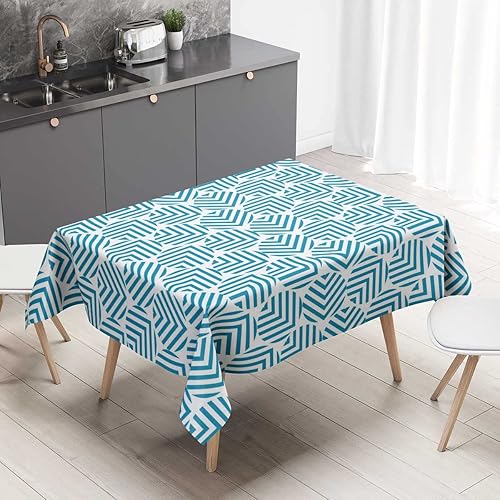 Vista 39 de Mantel blanco Redondo para Mesa De 4 Sillas Geometry Lattice Line Modern Outdoor Mantel para Boda Fiesta de Vacaciones 30 X 30 Pulgadas