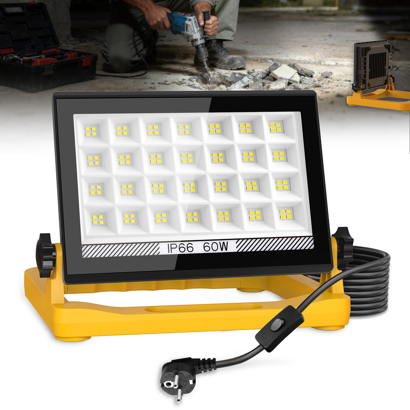projecteur led chantier 60w 6000k