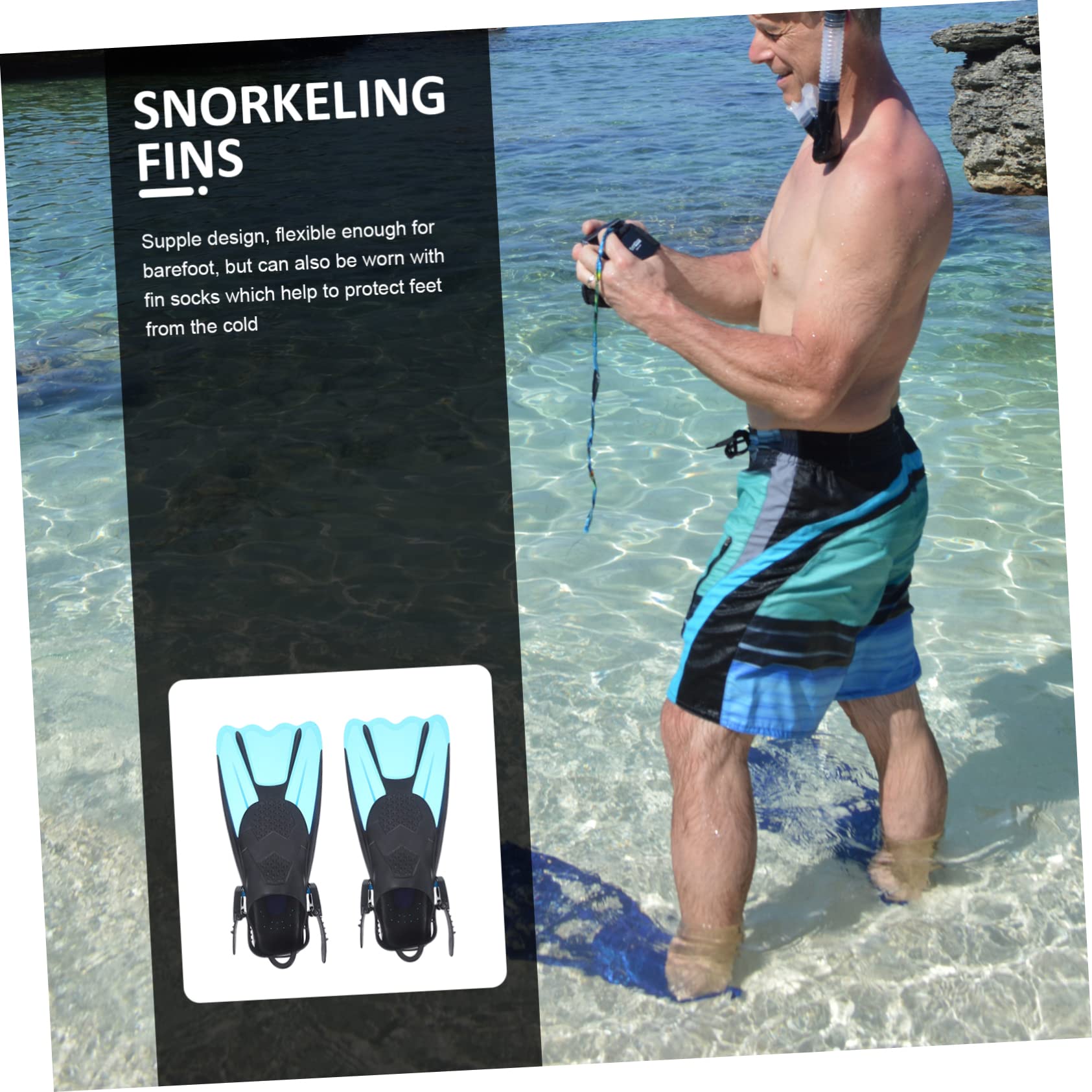 TOYANDONA 2 Pinne Flessibile Comfort e Resistenza Pinne Corte per Snorkeling e Immersione Adatte Principianti e Amanti Del