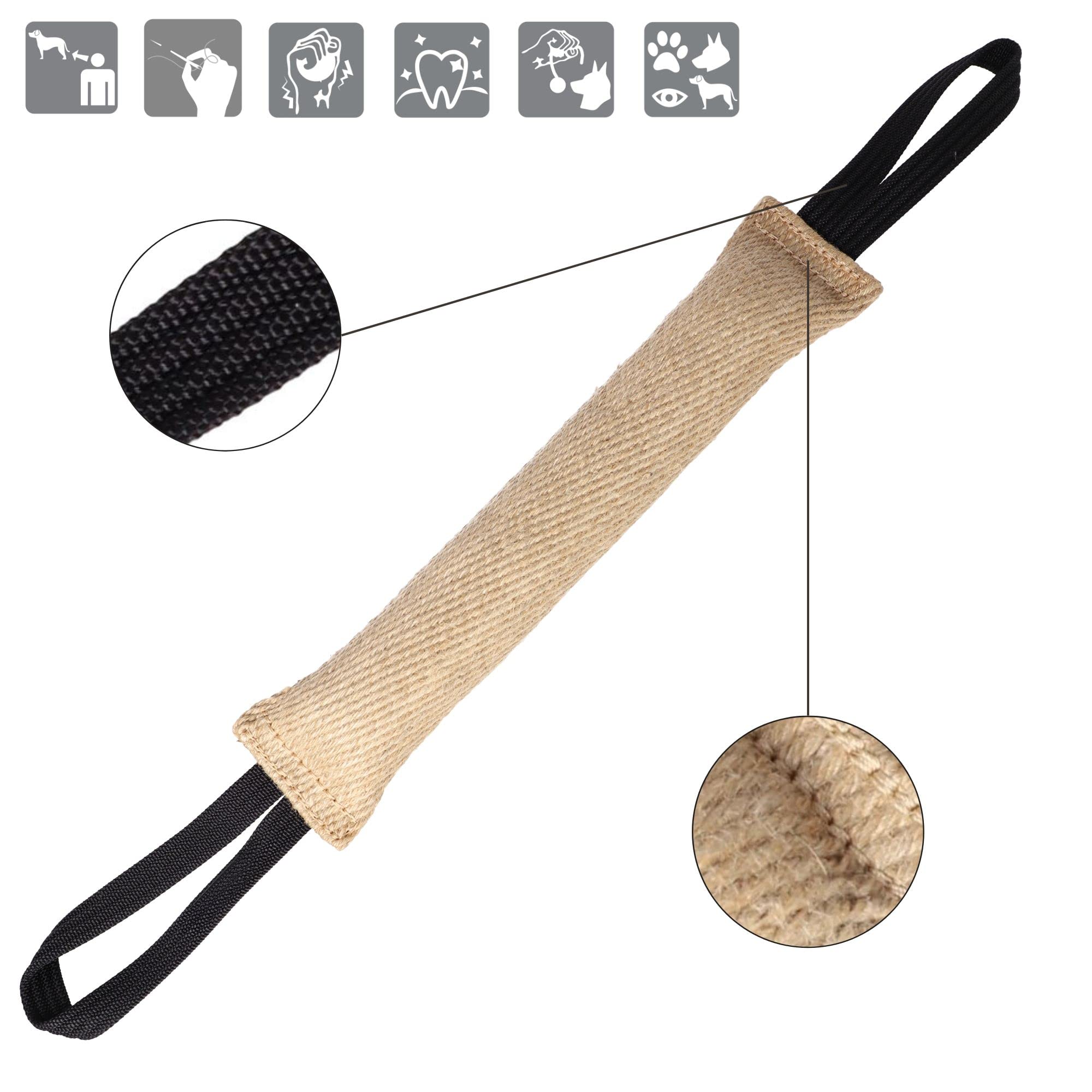 Dingo Gear Beisswurst aus Jute mit Zwei Halter 40 cm x 6 cm IGP IPO Training Hundespielzeug Apporte S00148