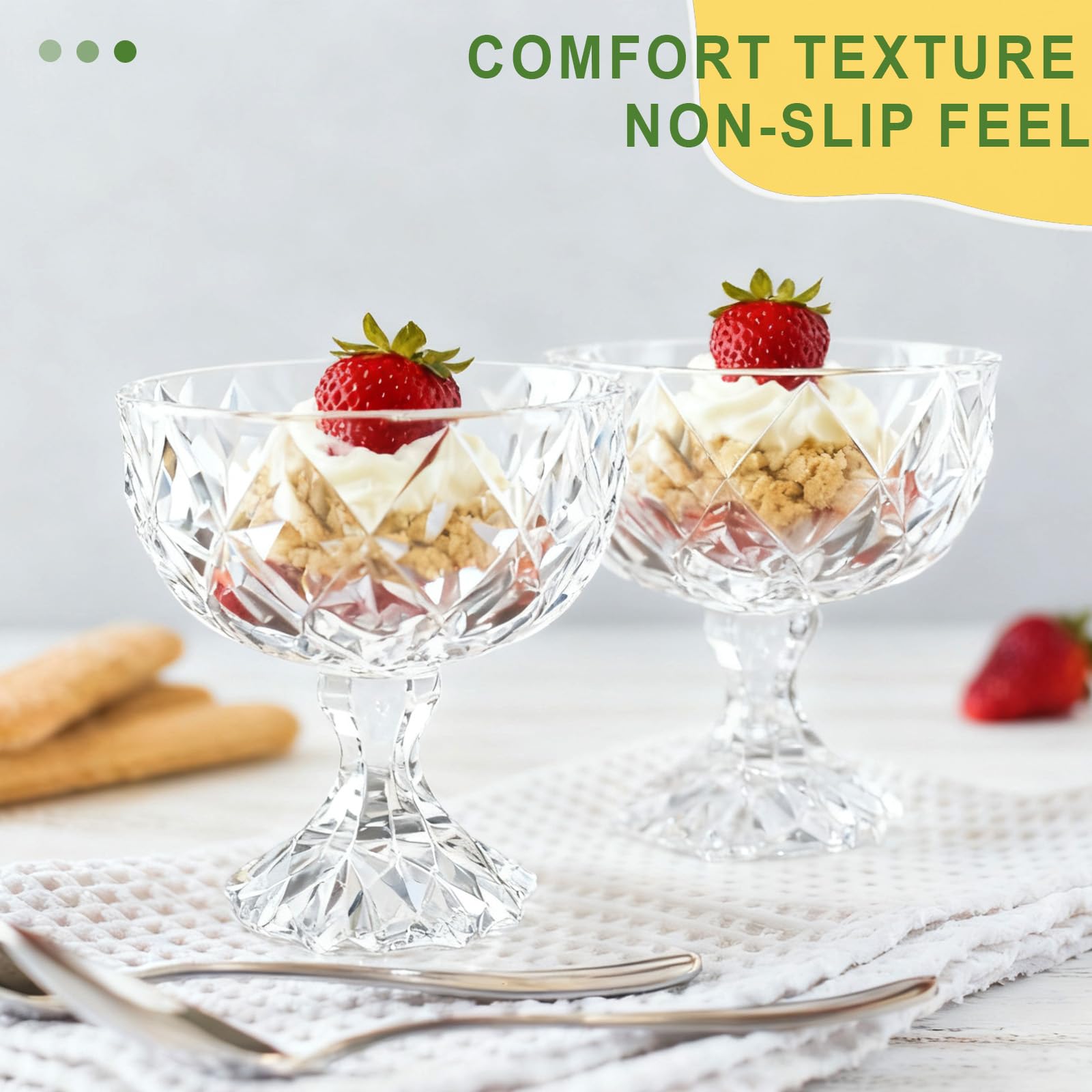 MYKAGS Set di 6 ciotole da dessert in vetro da 290,4 g, eleganti bicchieri in vetro per gelato, frutta, gelatina, piccole ciotole per feste, bicchieri per budino, snack, cereali, frutta