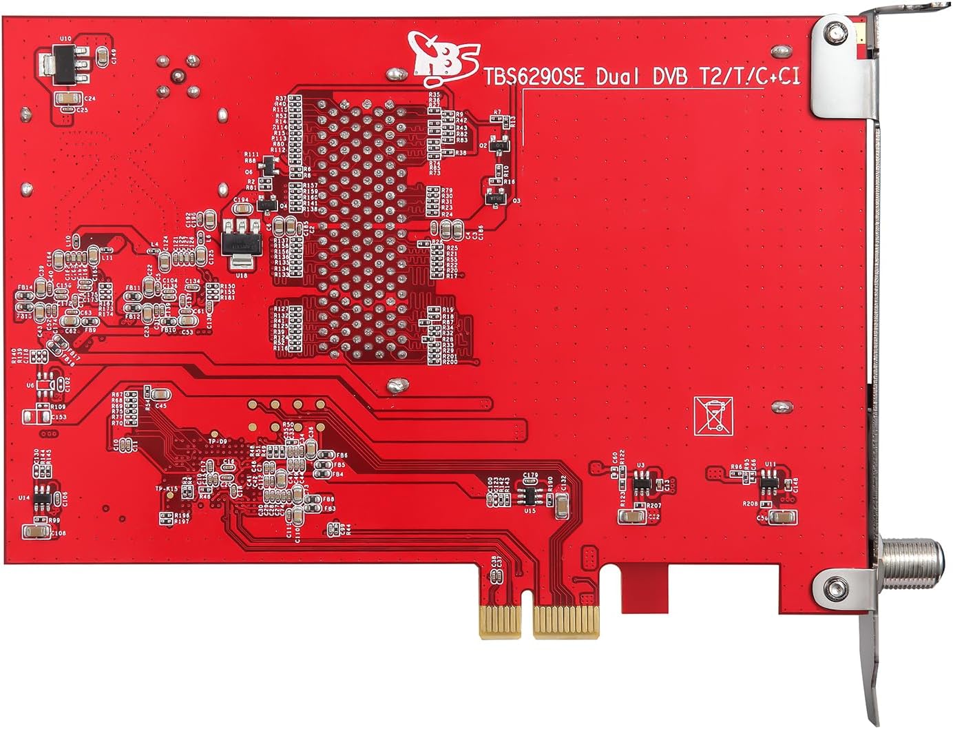 TBS6290se DVB-T2/T/C Dual PCI Express Terrestrial Cable TV Tuner Card with Dual CI Slot for FTA and Encrypted TV Channels